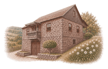 Aquarela da Casa de Pedra São Valentim